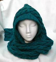 Hand knit hooded scarf made by YANKAcrochet on Etsy