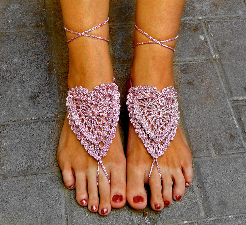 Crochet Barefoot Sandals Beach Wedding Bridal Anklet Foot Jewelry Ankle J |  eBay