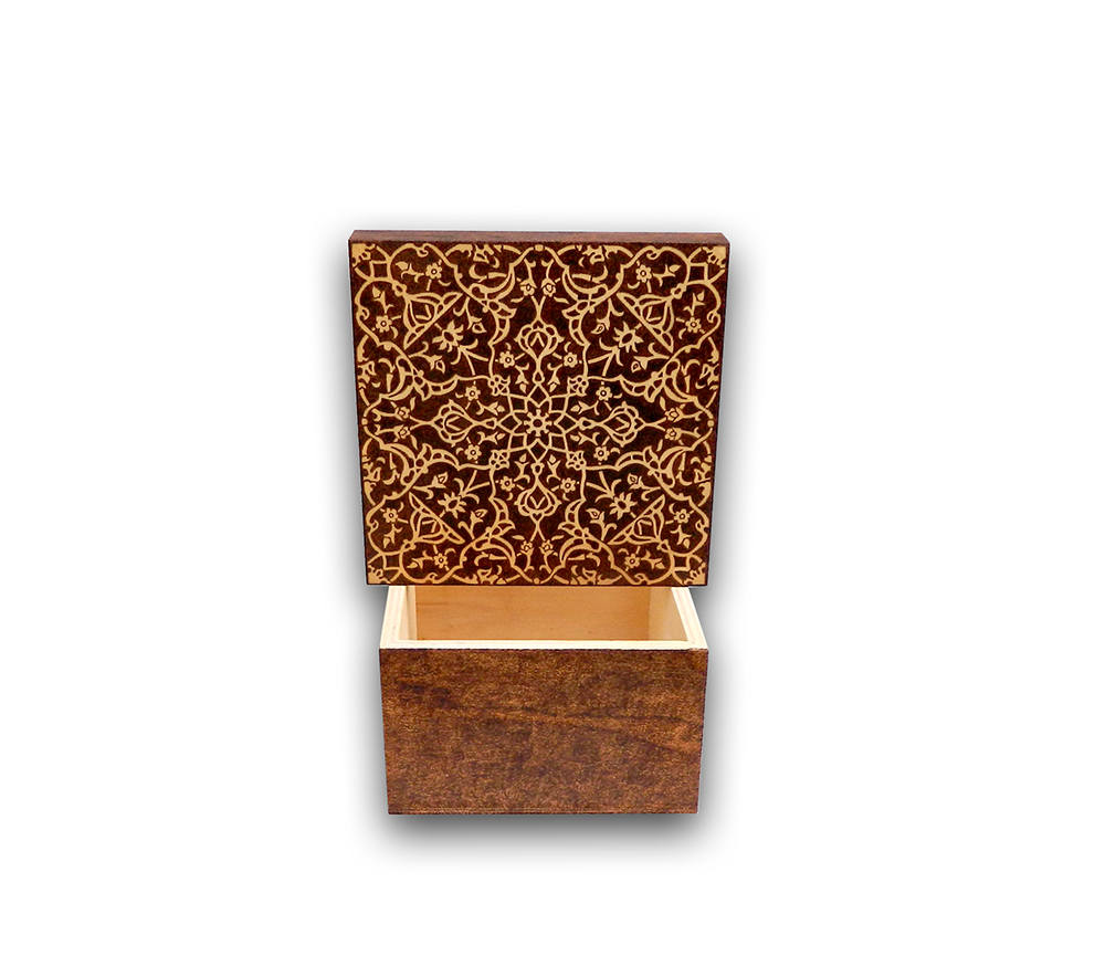 Trinket Box Keepsake Small Rectangular Wood Burn Box
